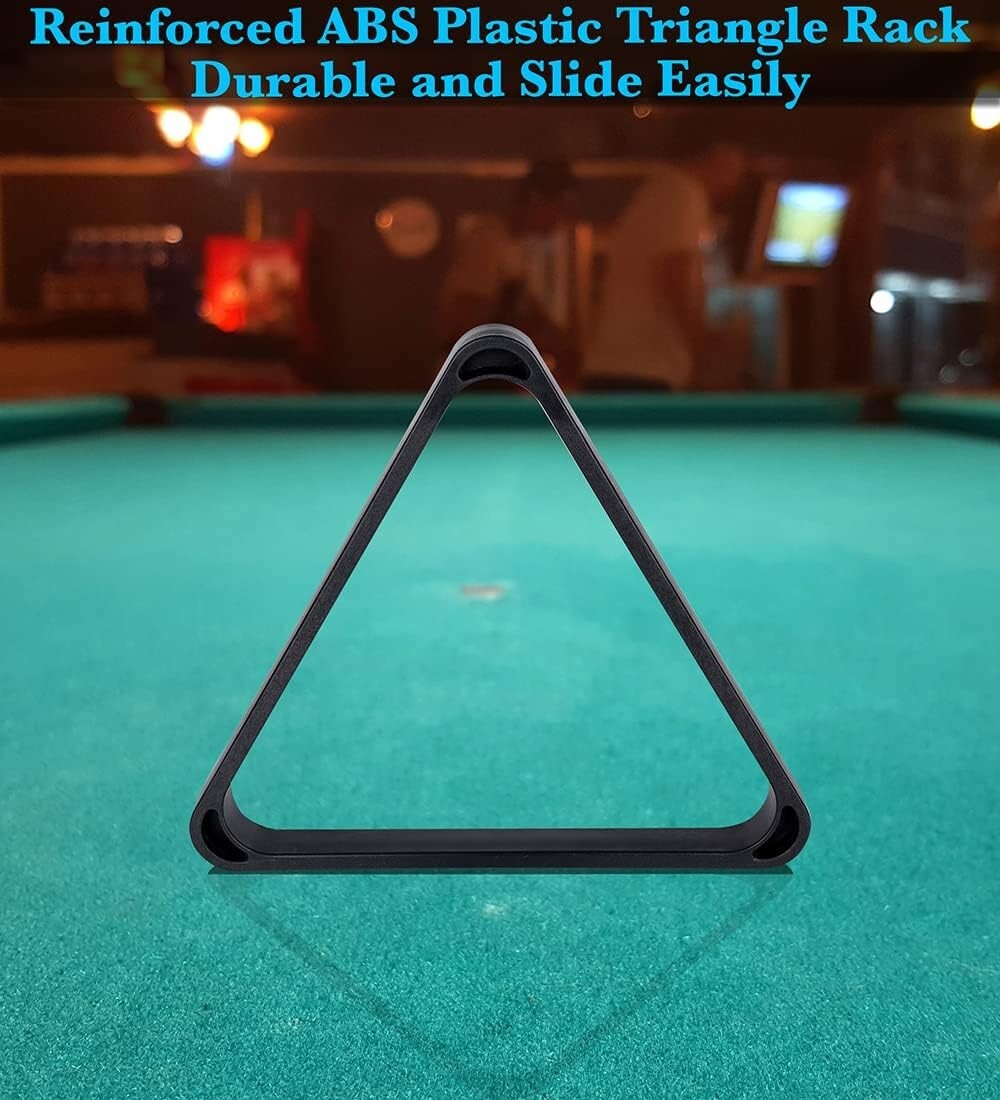 High Gloss Resin Billiard Balls with Durable Triangle Rack & Cue Chalks