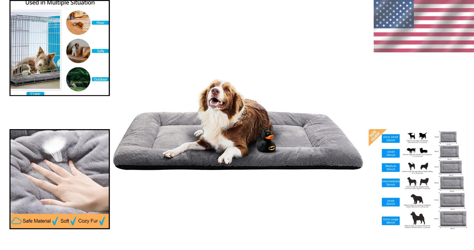Ultra Soft 48" Extra Large Dog Bed Crate Pad - Washable & Anti-Slip Design