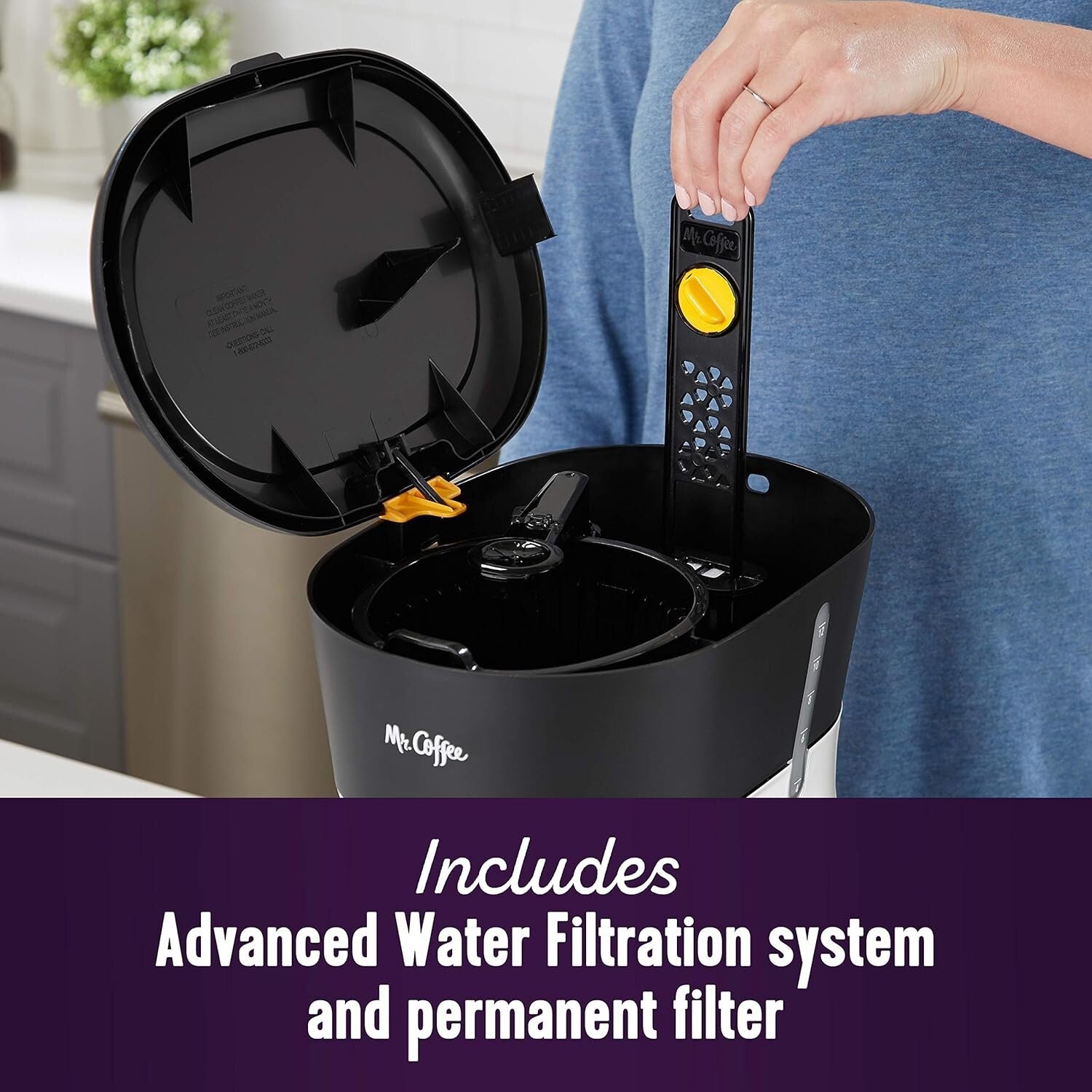 12-Cup Black & Chrome Coffee Maker with Advanced Filtering and Auto Clean Cycle