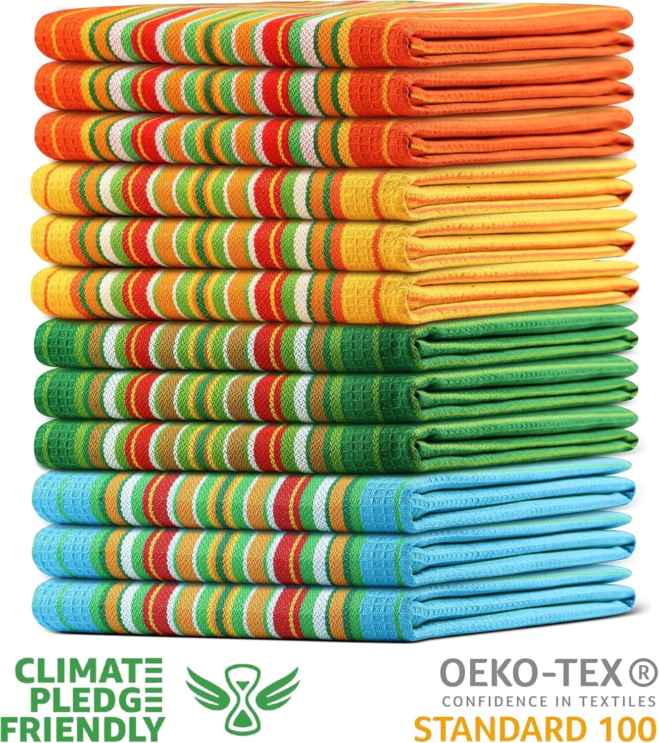 Eco-Friendly 100% Cotton Dish Towels - 12 Linen Hand Towels for Every Occasion