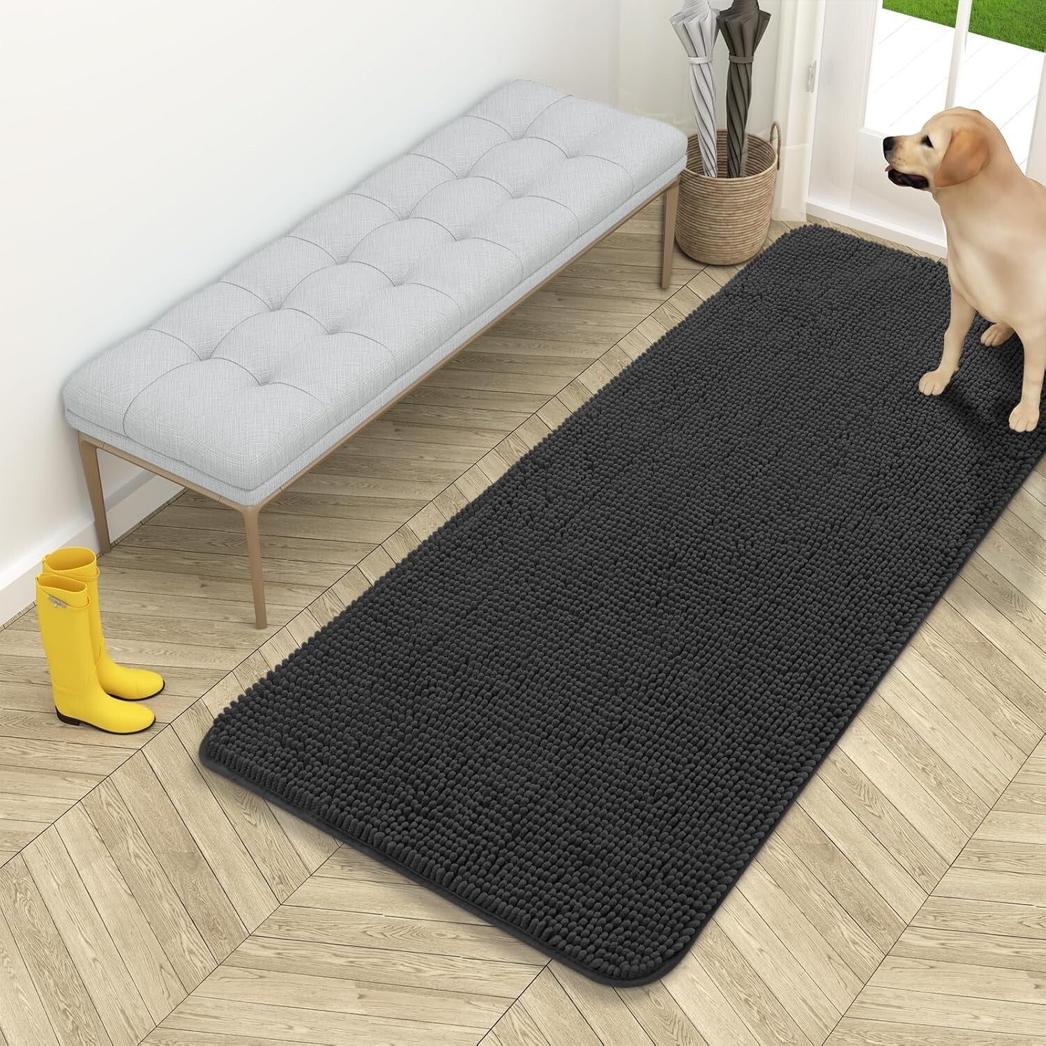 High-Pile Chenille Dog Doormat 54x24: Absorbs Dirt and Moisture Efficiently