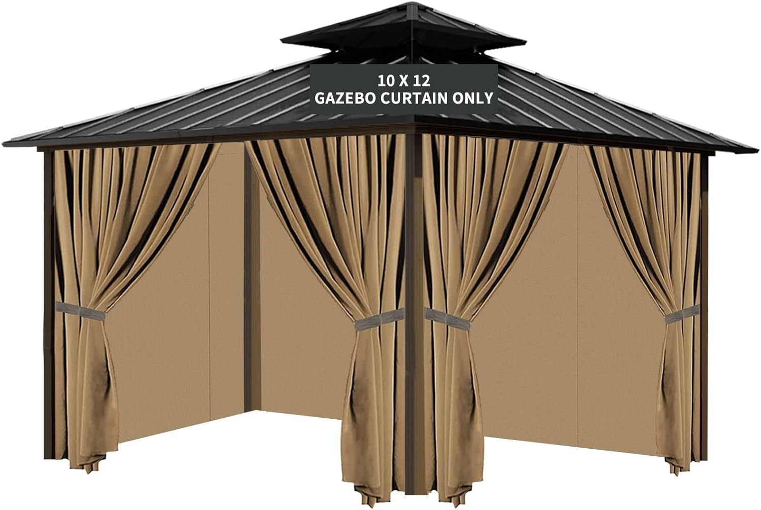 Elegant Outdoor Gazebo Curtain Set with 4 Panels - 10' x 12', Easy Install