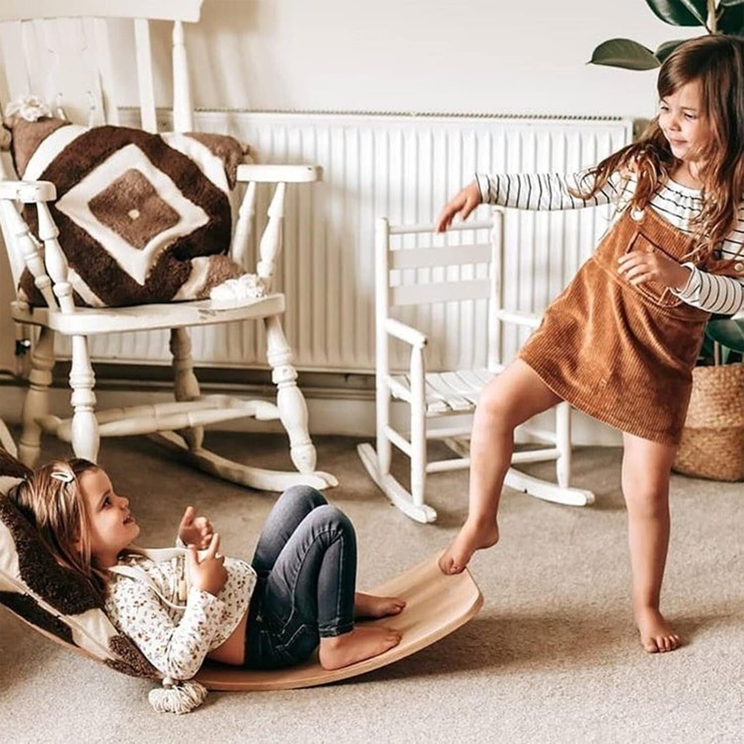 Natural Wooden Wobble Balance Board for Kids & Adults - 35 Inch Versatile Toy