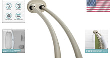 Load image into Gallery viewer, Space-Enhancing Satin Nickel Double Curved Shower Rod - Adjustable 50-72 Inches