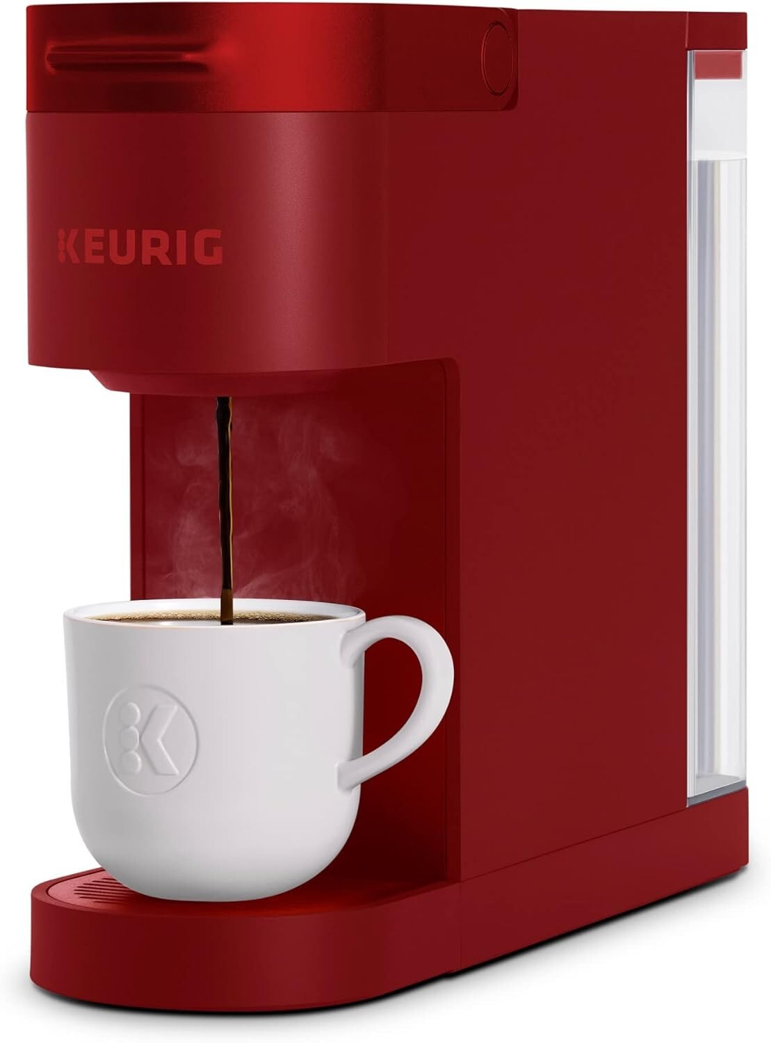 Fast Brewing Scarlet Red K-Slim Coffee Maker - Energy Efficient & Space-Saving