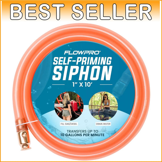 Effortless 10 GPM Liquid Transfer Siphon - Gasoline, Oil, Water | Copper Nozzle