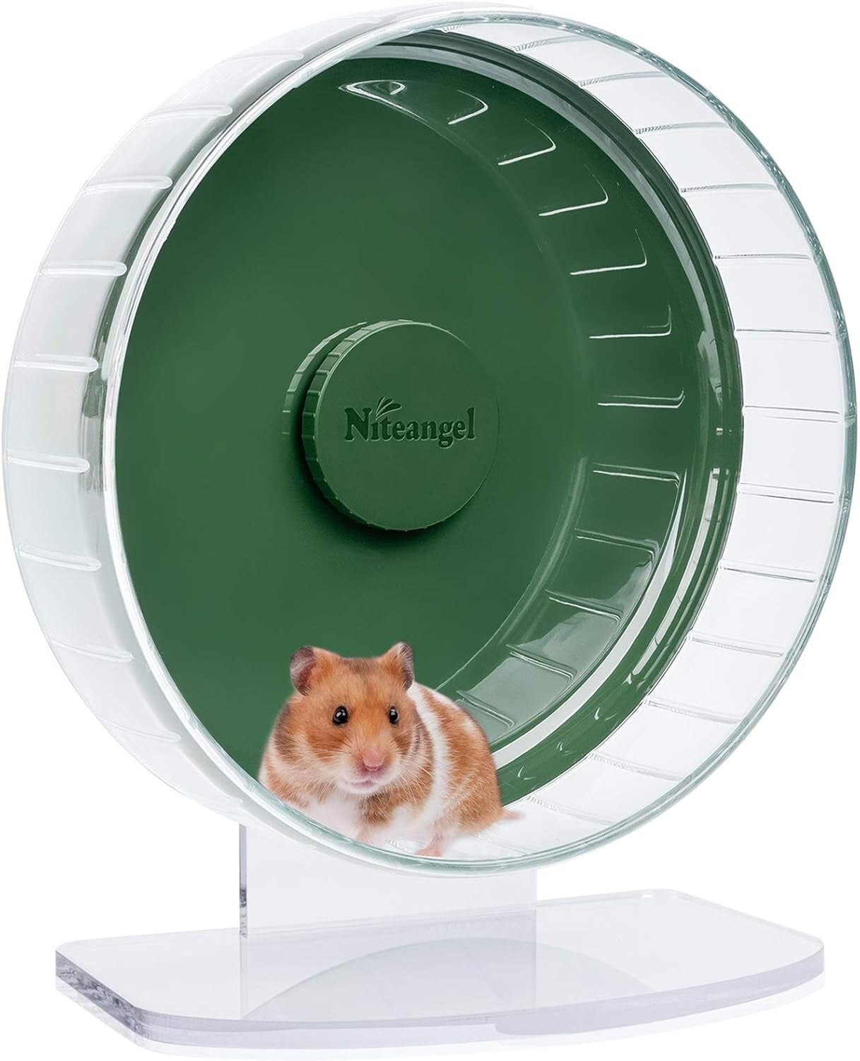 Durable Dark Green Hamster Exercise Wheel - Quiet Spinner with Adjustable Stand