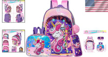 Load image into Gallery viewer, Lightweight &amp; Adjustable Unicorn Backpack for Girls with Lunch Box &amp; Pencil Case