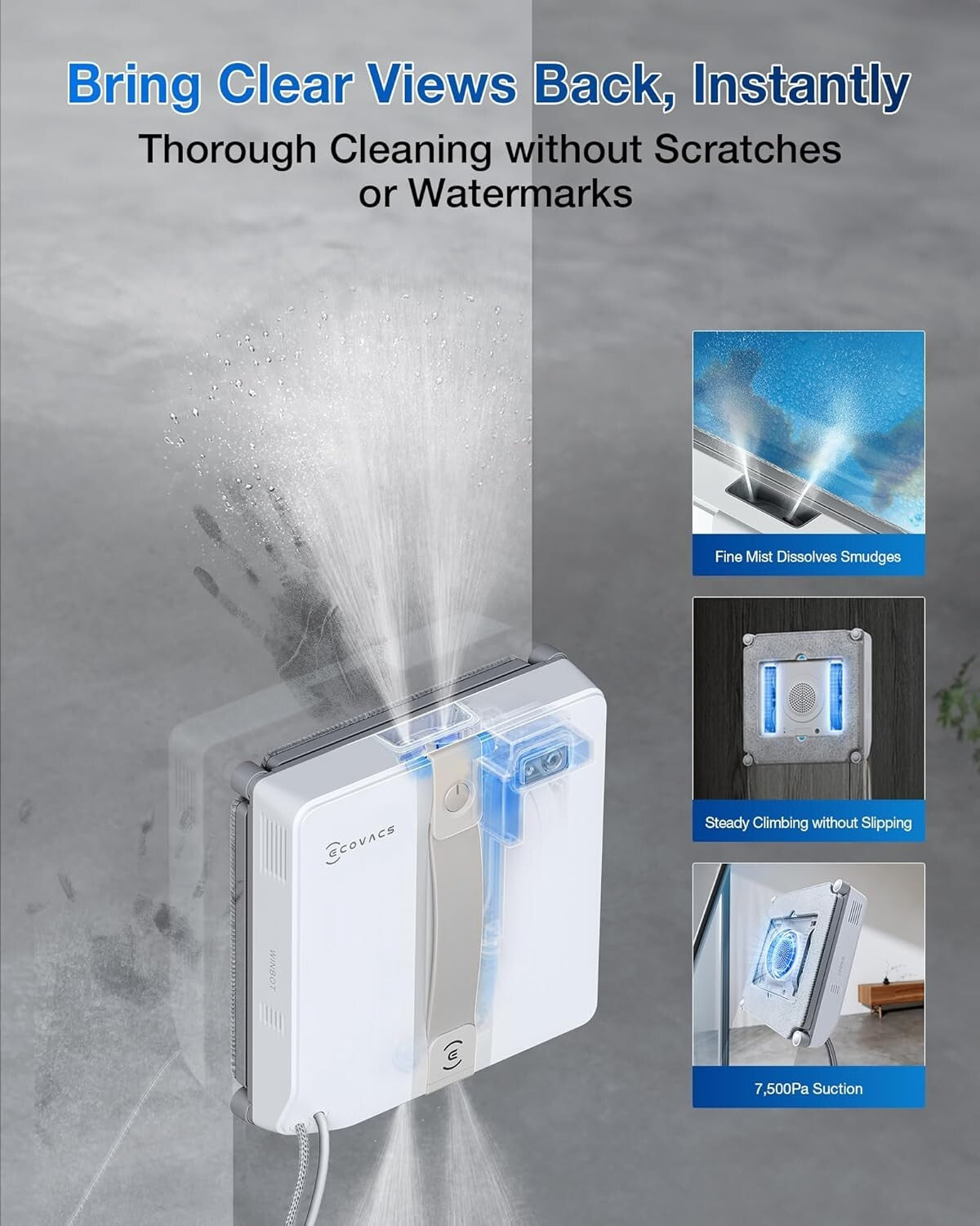 Effortless Cleaning with Ultrasonic Window Robot - Compact & Intelligent Design