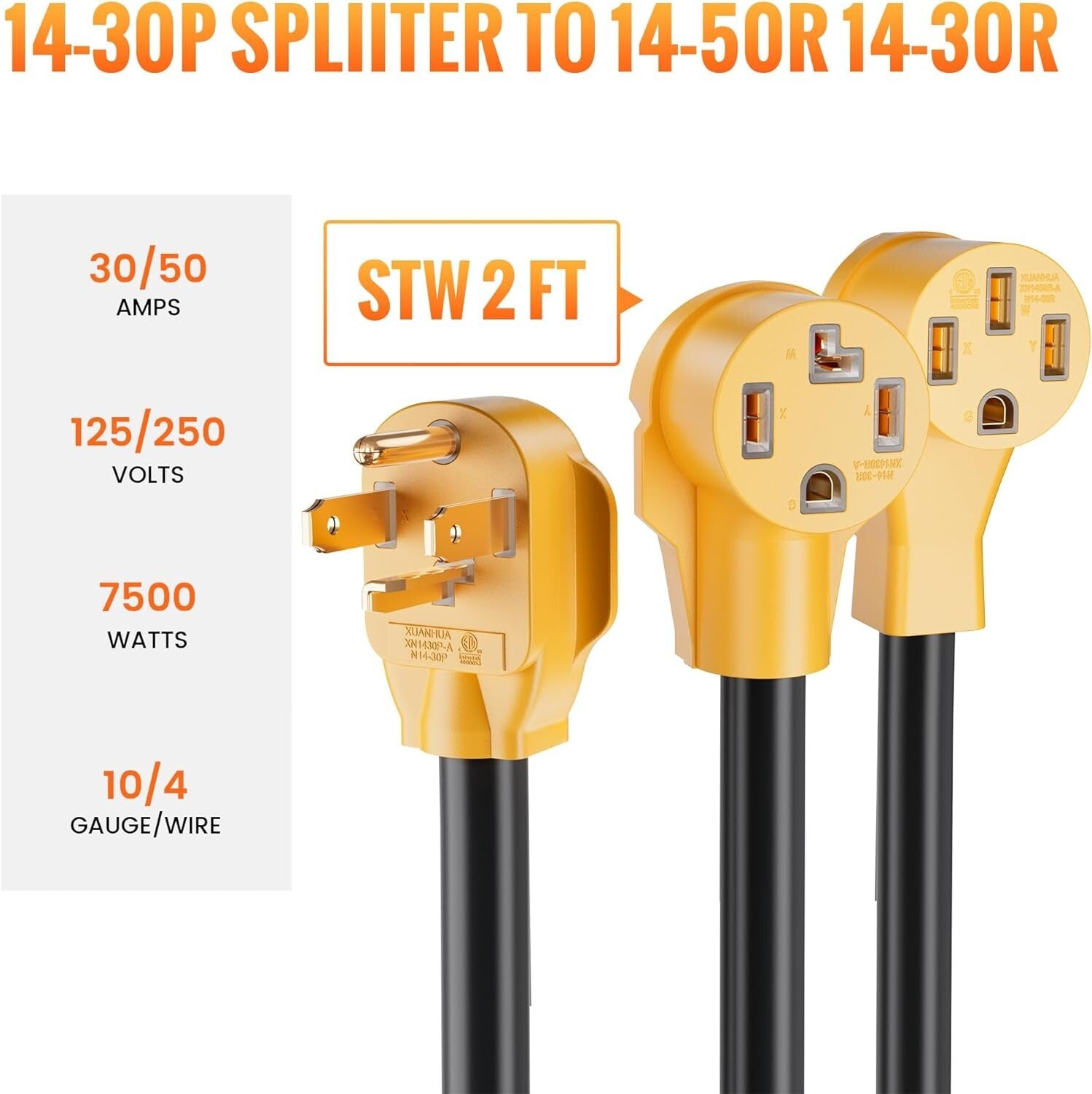 4-Prong 30AMP Adapter Cable - Connect EVs to Dryer Outlets Efficiently