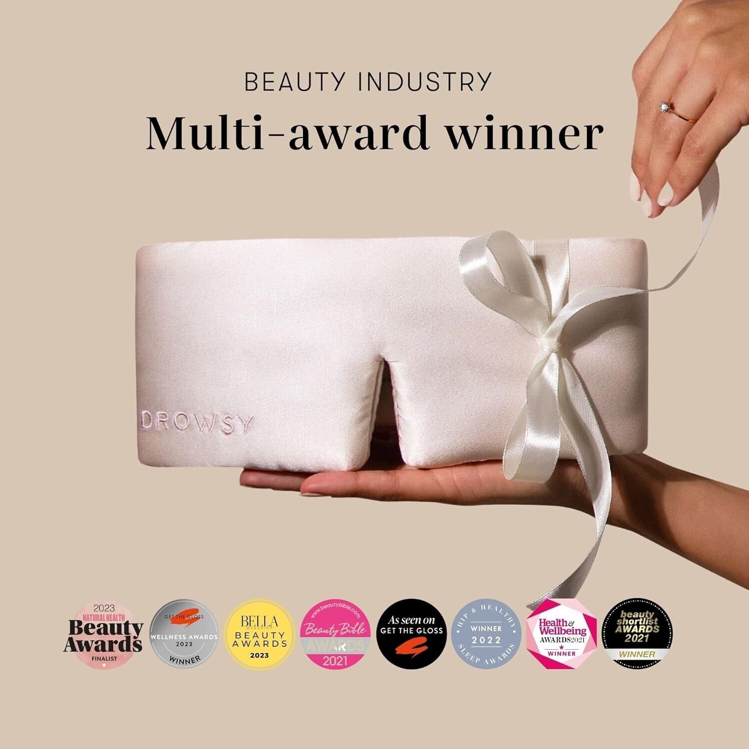 All-Size Secure Fit Silk Sleep Mask – Luxurious Dusty Gold for Total Darkness