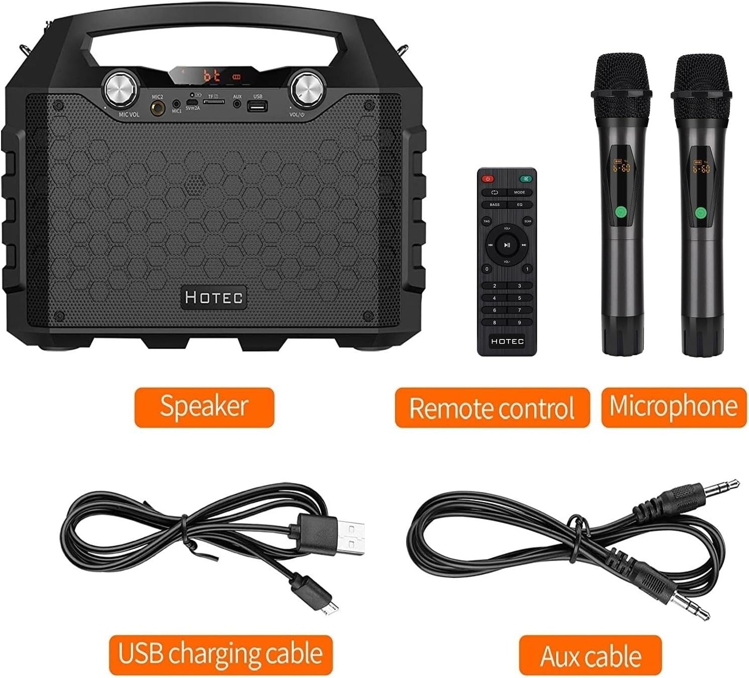 Powerful Bluetooth Karaoke Machine with UHF Mics - Ideal for Parties & Teaching