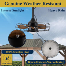 Load image into Gallery viewer, Quiet 20'' Outdoor Ceiling Fan with 3-Color Lighting – Remote Control for Patios