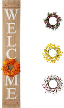 Load image into Gallery viewer, Charming Wooden Welcome Sign with Interchangeable Floral Wreaths for All Seasons