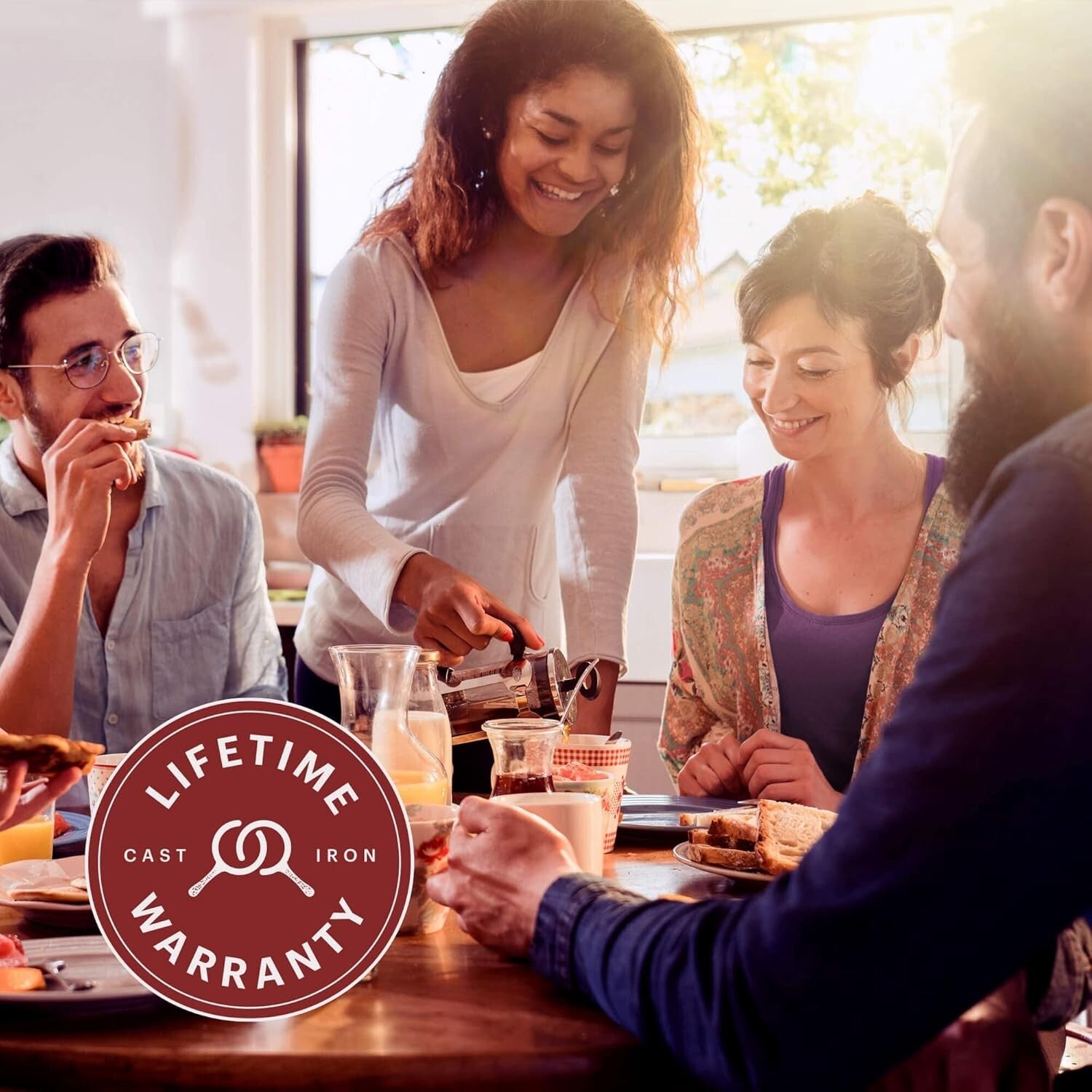 Versatile 5-Quart Cast Iron Dutch Oven with Dual Handles and Silicone Covers