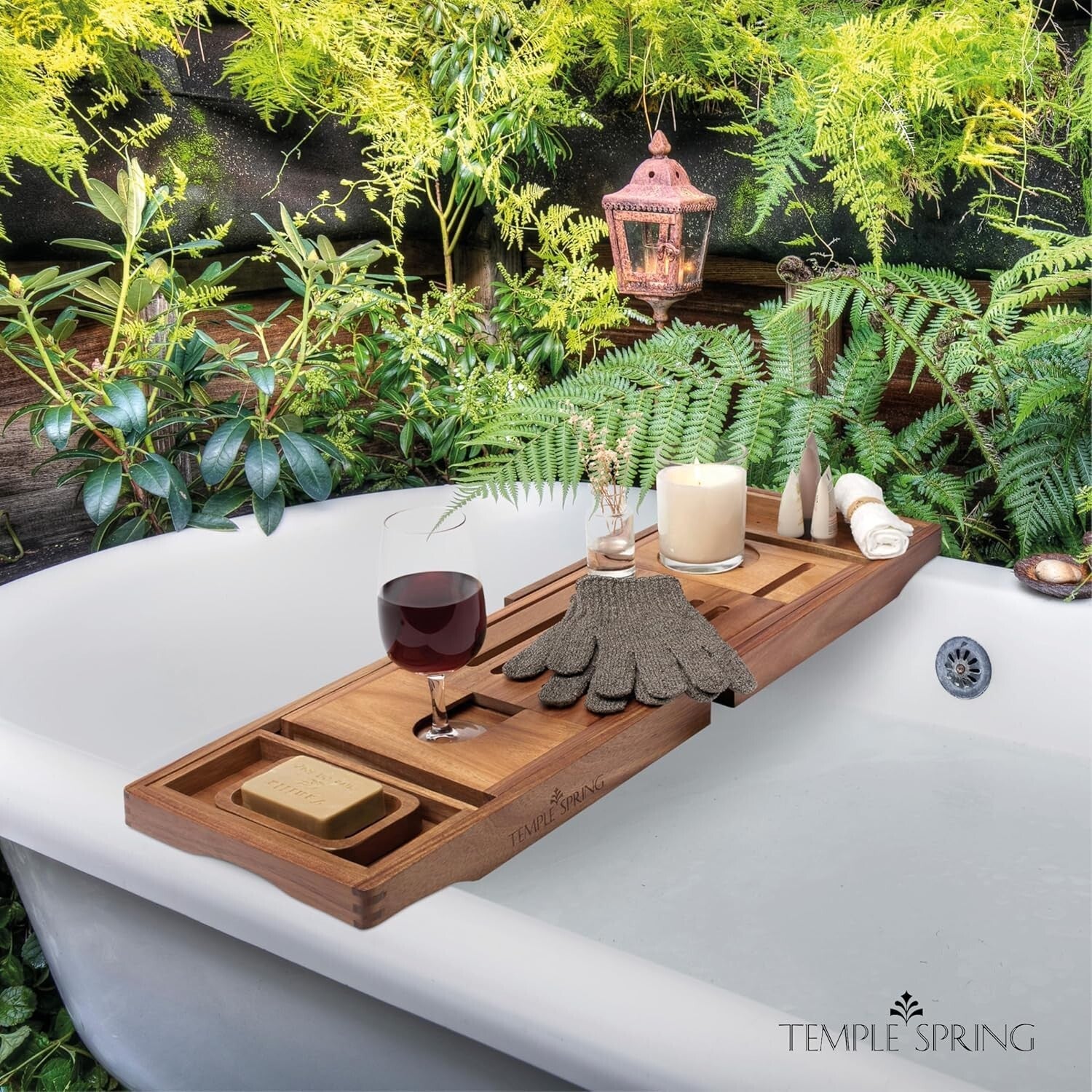 Elegant Wooden Bath Tray for Tub - Adjustable Acacia Spa Caddy & Accessories
