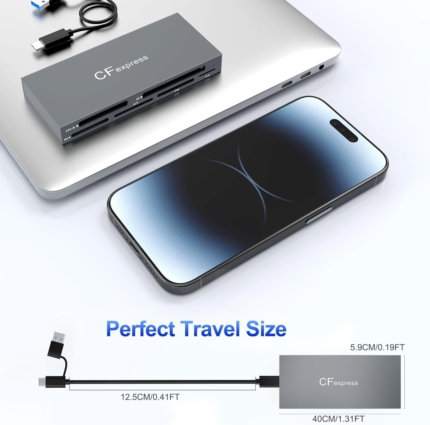 Compact 6-in-1 CFexpress Card Reader with USB 3.2 - Ideal for Photographers