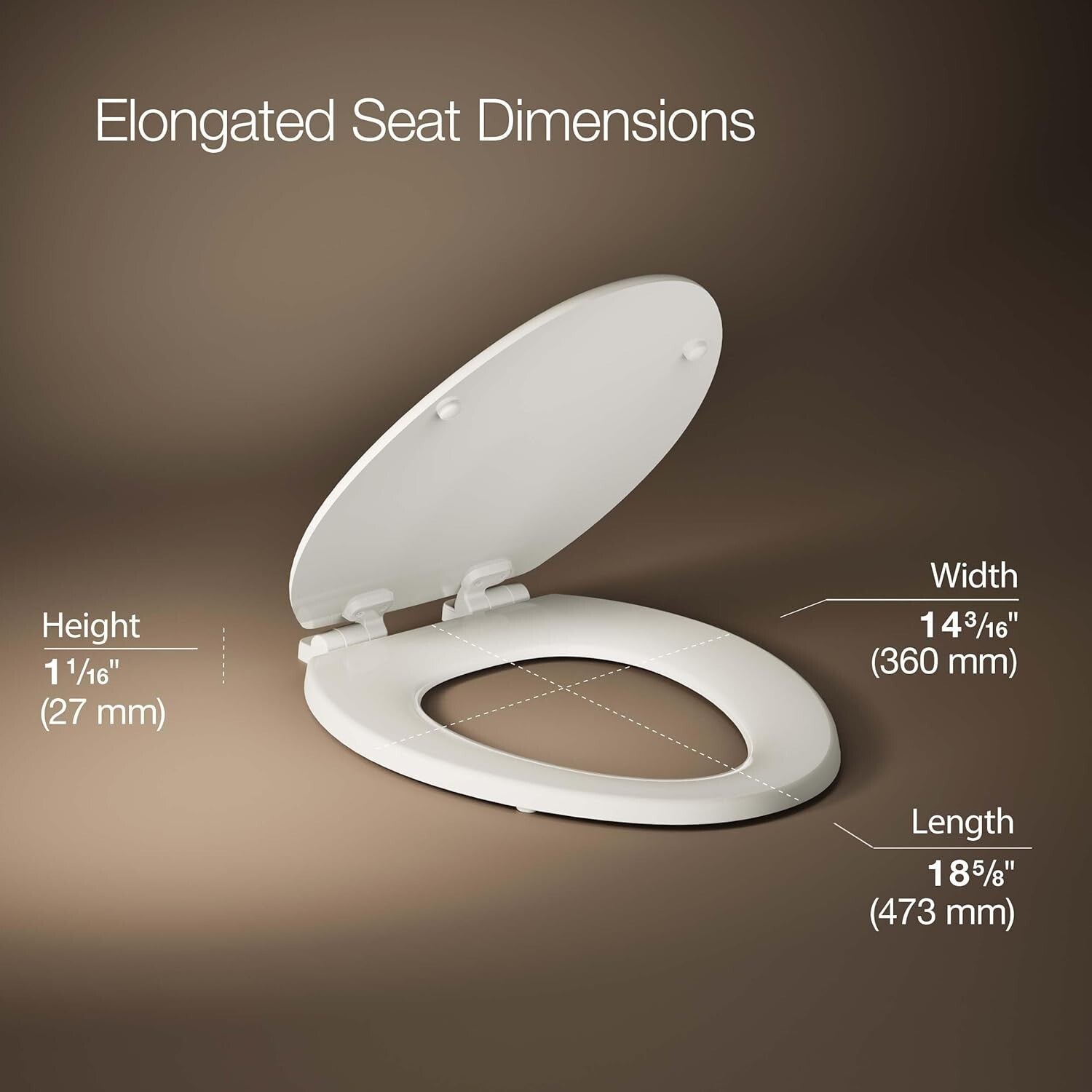 Stonewood Quiet-Close Elongated Toilet Seat - Durable Wood in Biscuit Finish