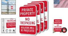 Load image into Gallery viewer, 18x12 Private Property Signs - Reflective, Durable 4-Pack for Security Needs