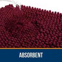 Load image into Gallery viewer, Burgundy 59x20 Chenille Bath Rugs - Extra Plush and Absorbent for Stylish Spaces