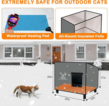 Load image into Gallery viewer, Spacious Insulated Outdoor Cat House - Weatherproof with Heating Comfort 20x16