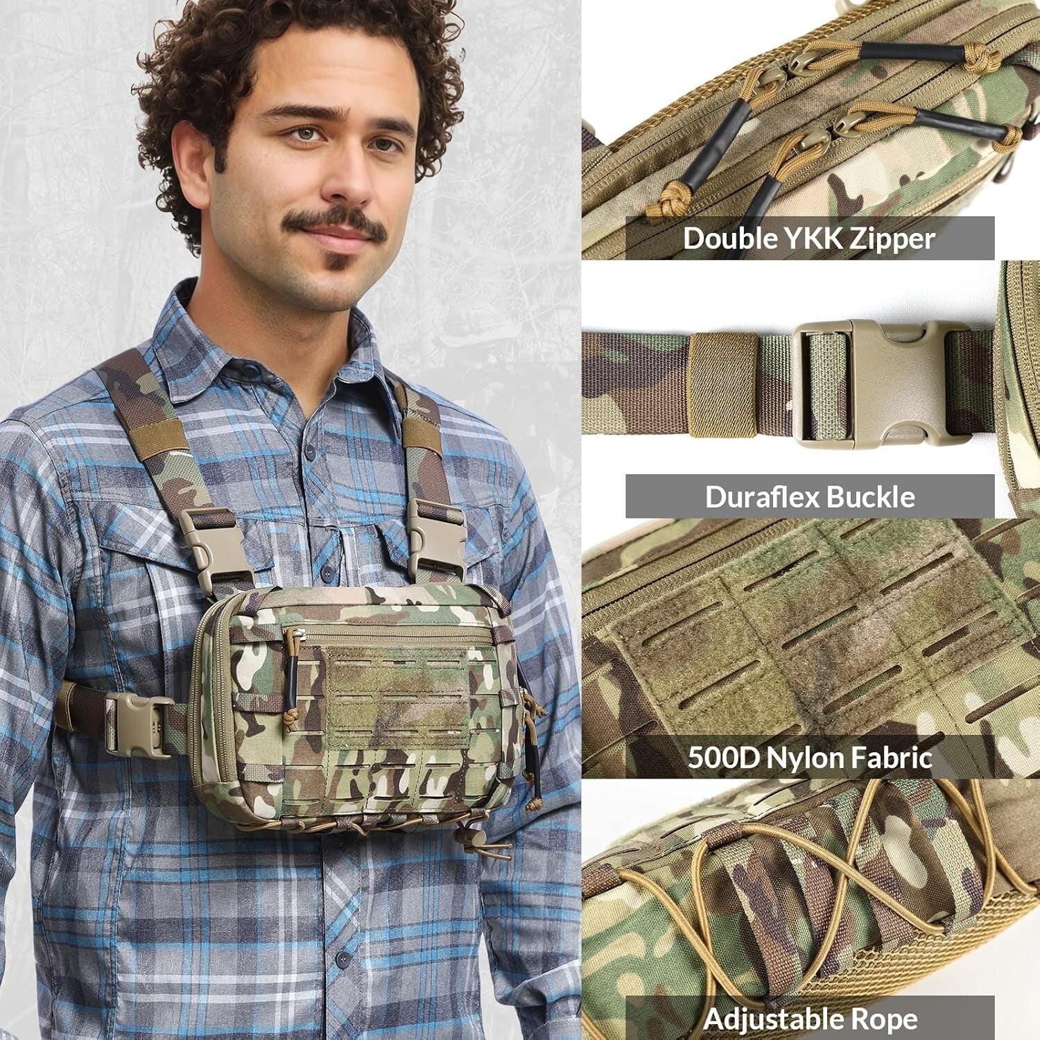 Durable 500D Tactical Chest Pack with CCW Compartment - Ambidextrous Design