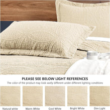 Load image into Gallery viewer, Elegant Cal King Summer Quilt Set - 3 Piece Coin Pattern for Year-Round Comfort