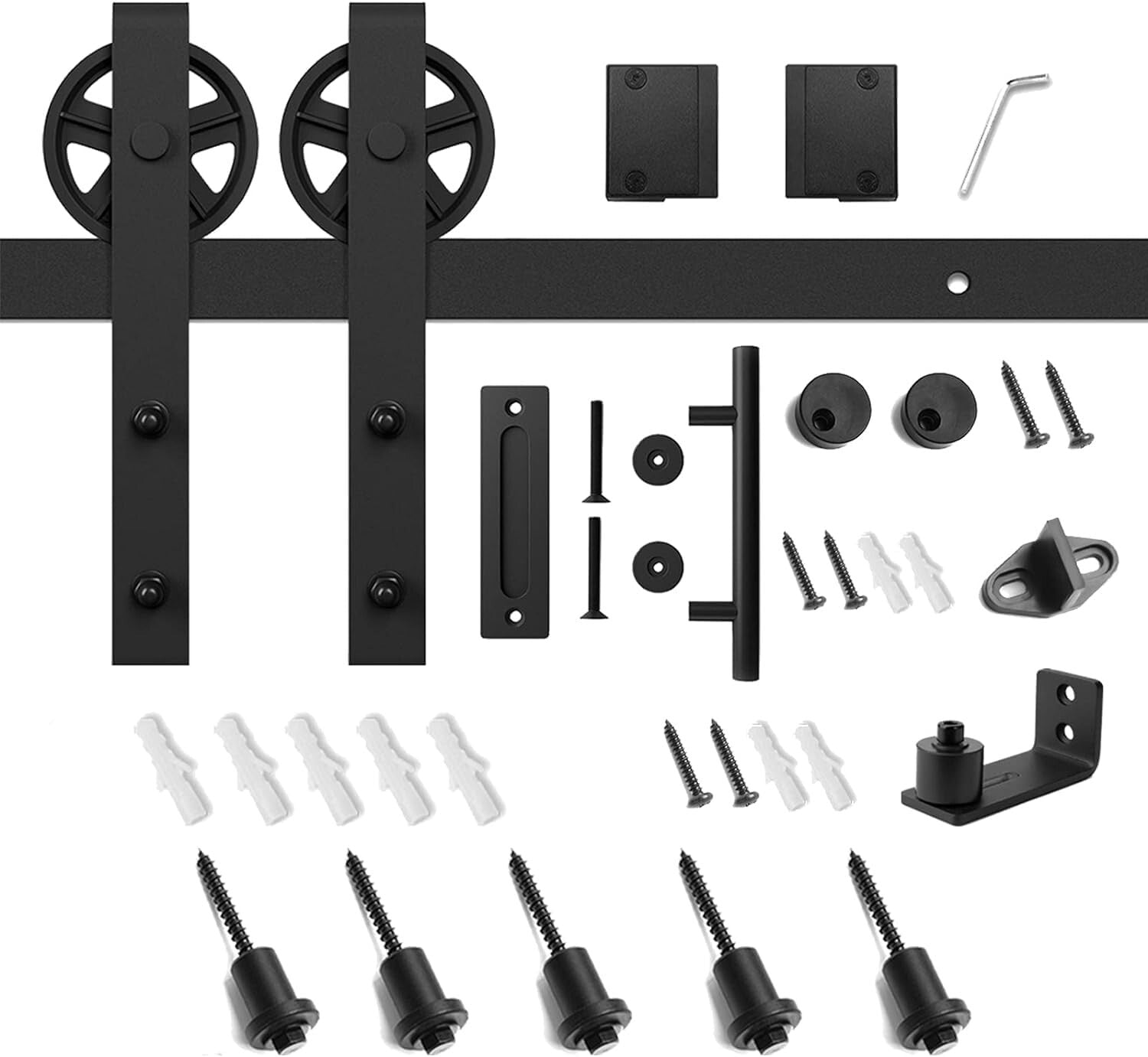 7ft Heavy Duty Sliding Barn Door Hardware Kit with Industrial-Style Pull Handle
