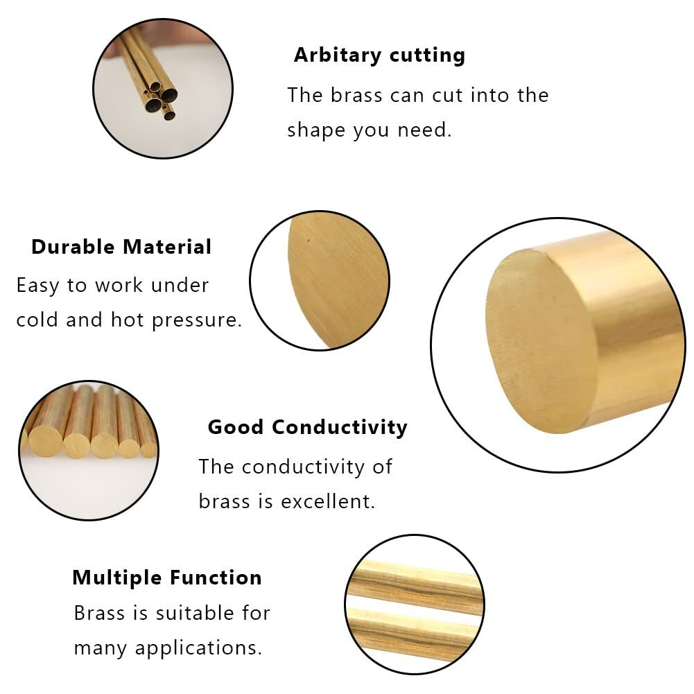 Solid Brass Rods, 2" Dia, 4" Long - Perfect for Knife Handles and Crafts