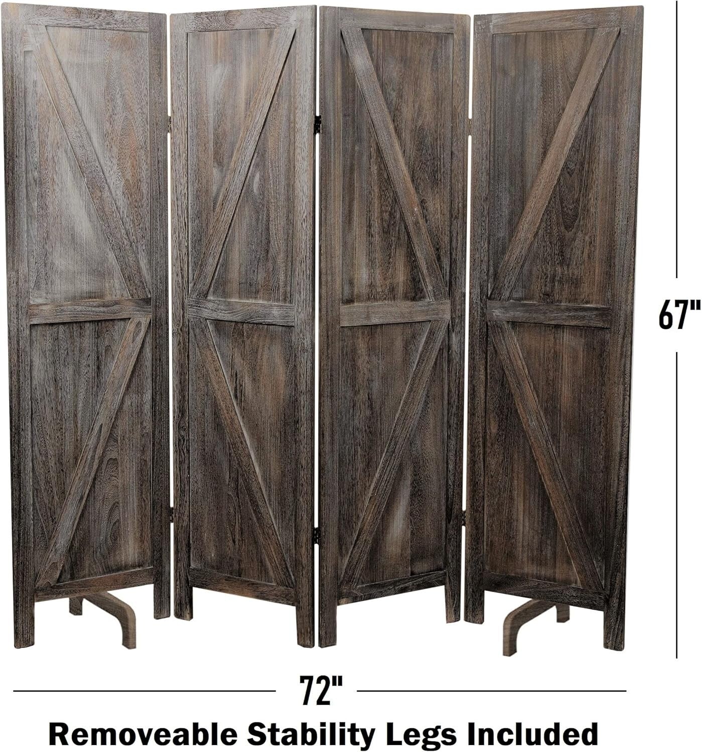 Rustic Barnwood Room Divider: Portable 4-Panel Folding Privacy Screen