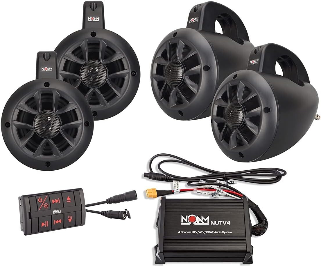 Compact Marine Stereo System with Remote, Ideal for Golf Carts and UTVs