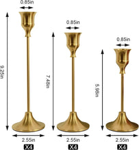 Load image into Gallery viewer, 12-Piece Brass Gold Vintage Candlestick Holders for Weddings and Celebrations