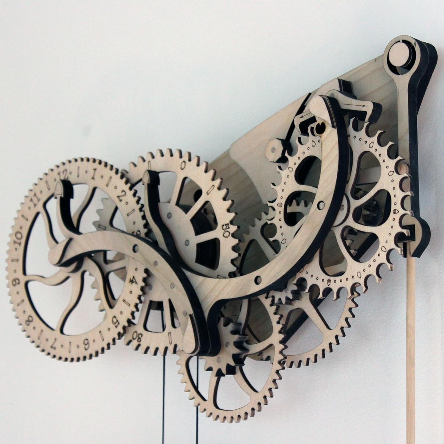 Intricate Laser-Cut Wooden Clock Model with Pendulum - DIY Experience