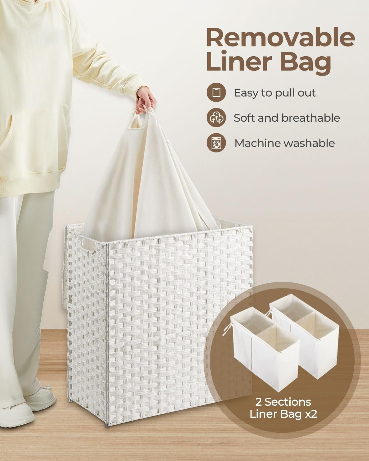 Durable Foldable Laundry Basket 110L with Lid - Stylish Organization Solution