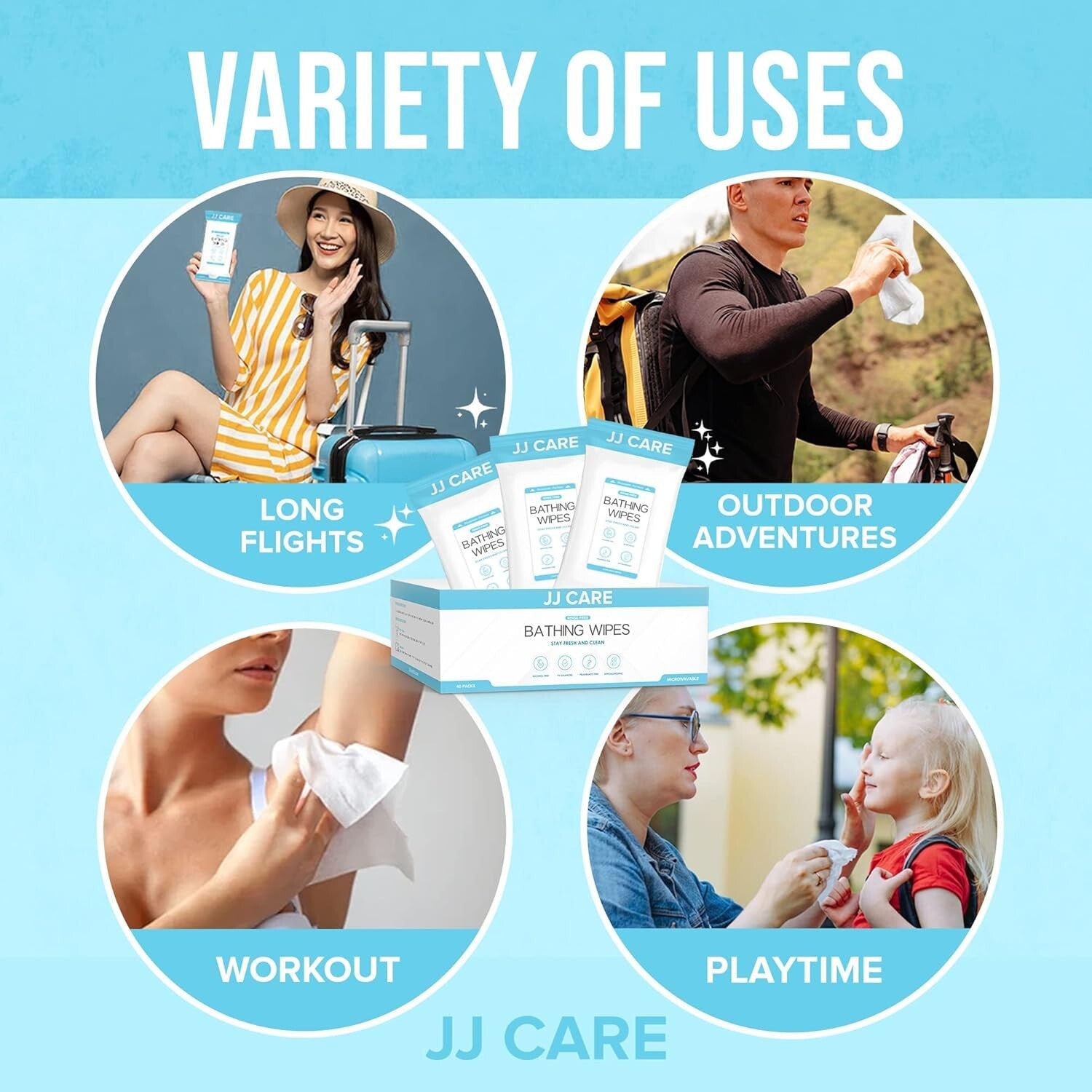 Bulk Pack of 320 No Rinse Body Wipes for Adults - Waterless Cleansing Solution