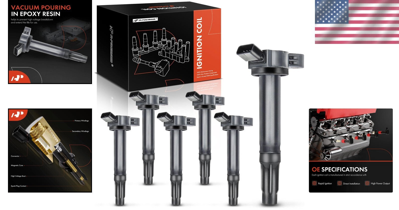 Reliable Ignition Coil Packs Compatible with Toyota & Lexus V6 - 1-Year Warranty