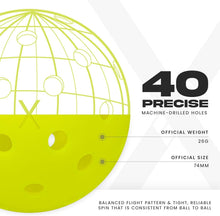 Load image into Gallery viewer, Premium Quality X-40 Pickleballs - One-Piece Construction for Lasting Play