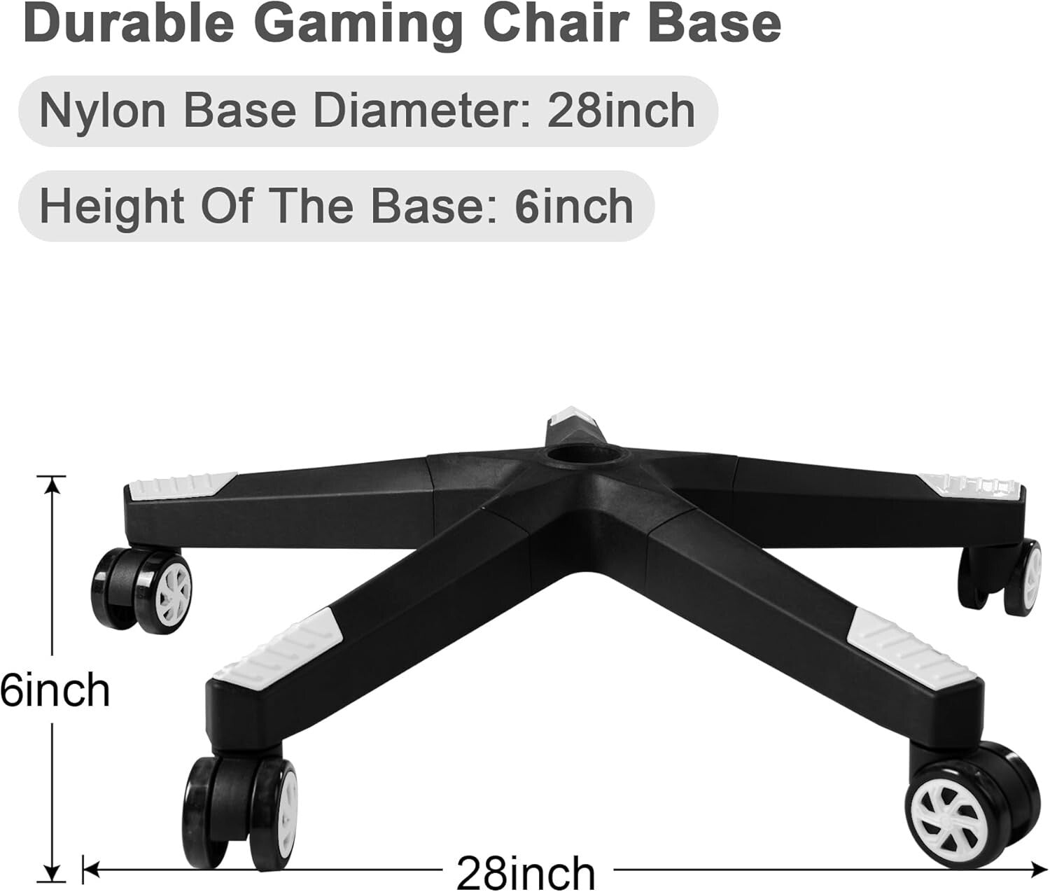 Durable 28-Inch Nylon Replacement Base with Smooth Glide Casters for Chairs