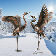 Load image into Gallery viewer, Freestanding Metal Crane Statues - Realistic Garden Art for Outdoor Elegance