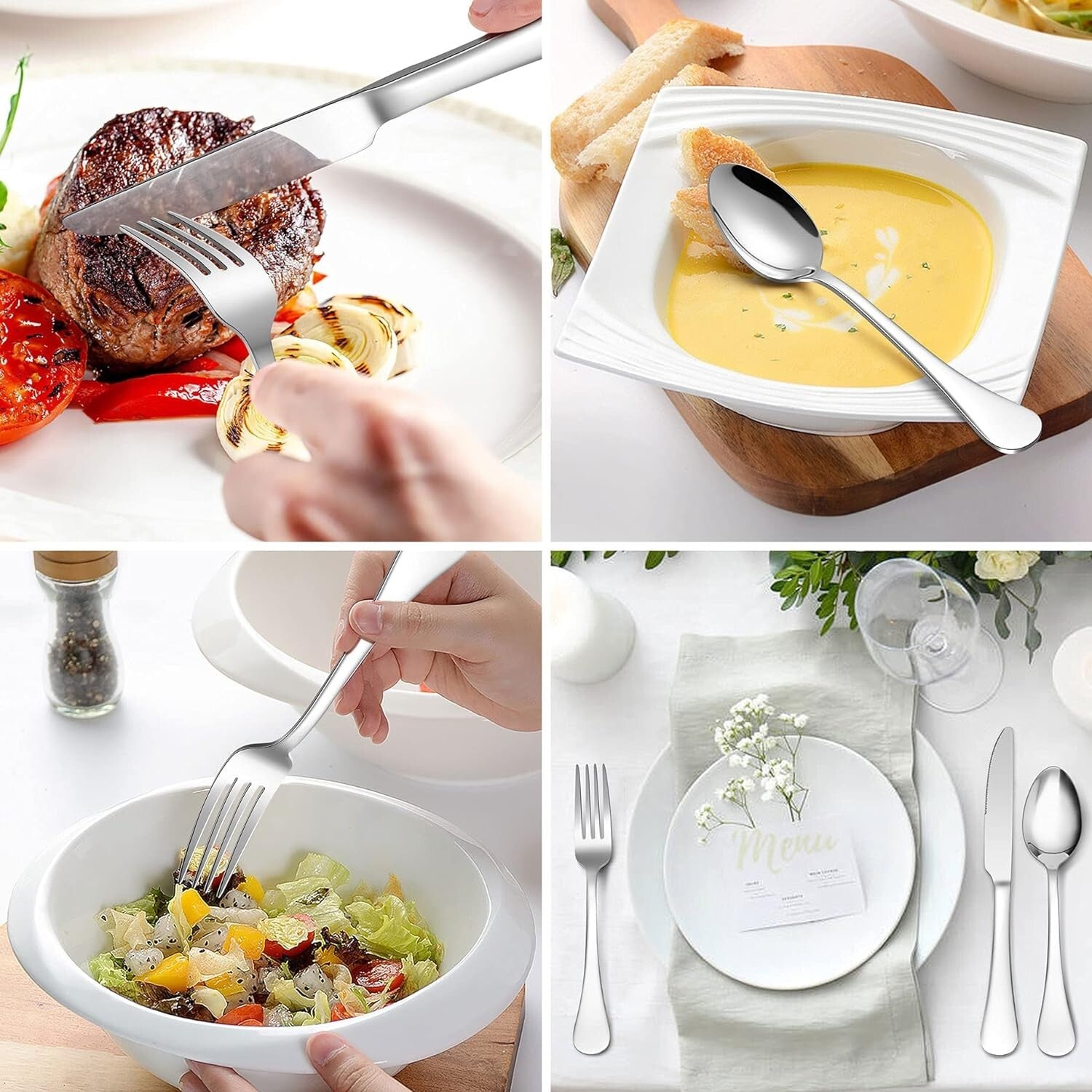 Elegant 20-Piece Stainless Steel Flatware Set for 4 - Mirror Polished & Rust ...