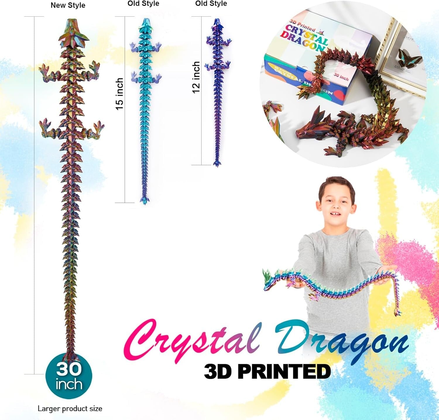 30'' Articulated 3D Dragon Sculpture - Stunning Home Decoration & Gift