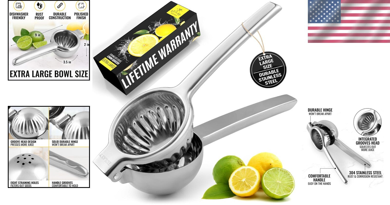 Effortless Heavy Duty Lemon Juicer with Built-In Strainer & Easy Clean Design