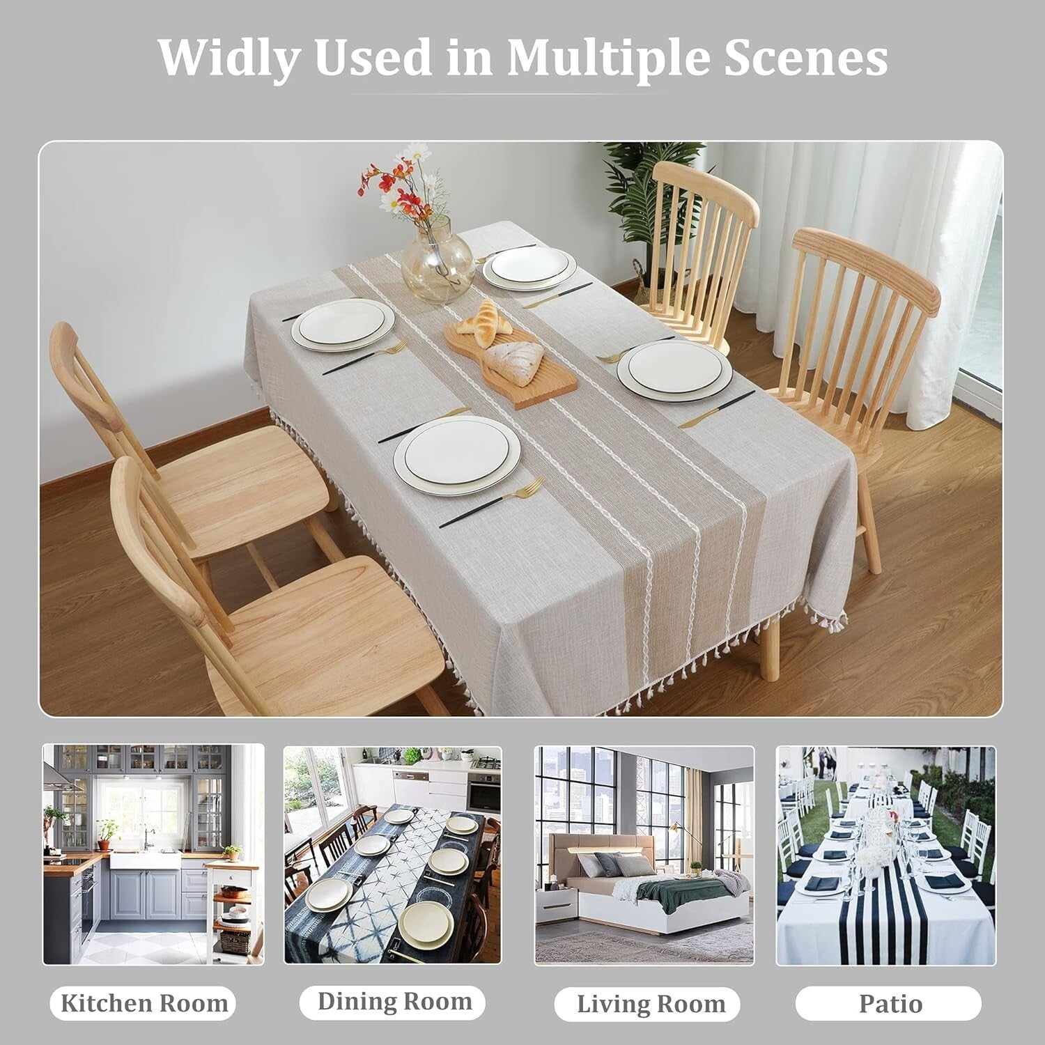 Elegant Striped Waterproof Tablecloth for Kitchen Dining & Holiday Celebrations