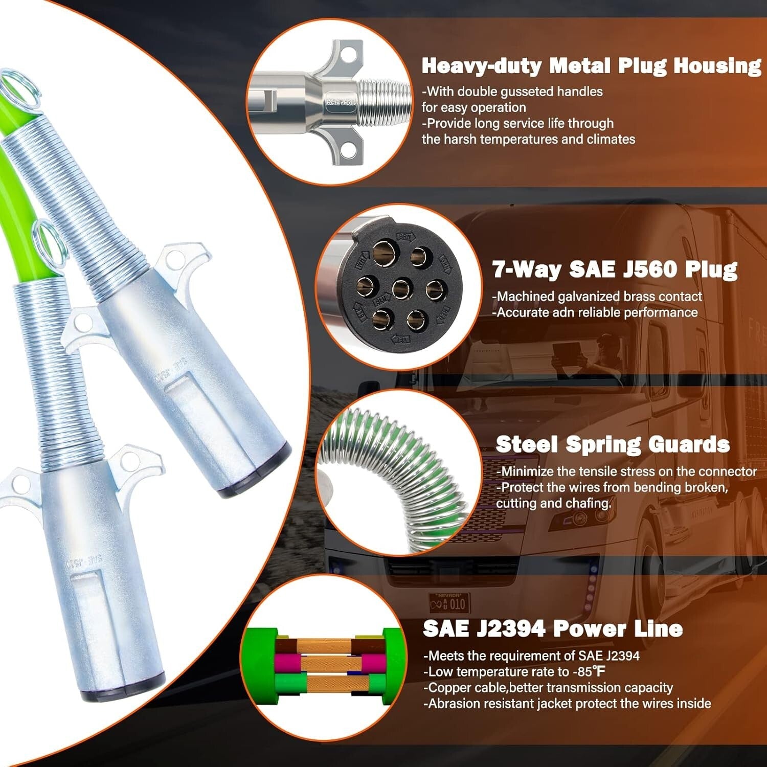 15FT Semi Truck Air Lines Kit with 3 in 1 Red & Blue Brake Hoses - Complete Set
