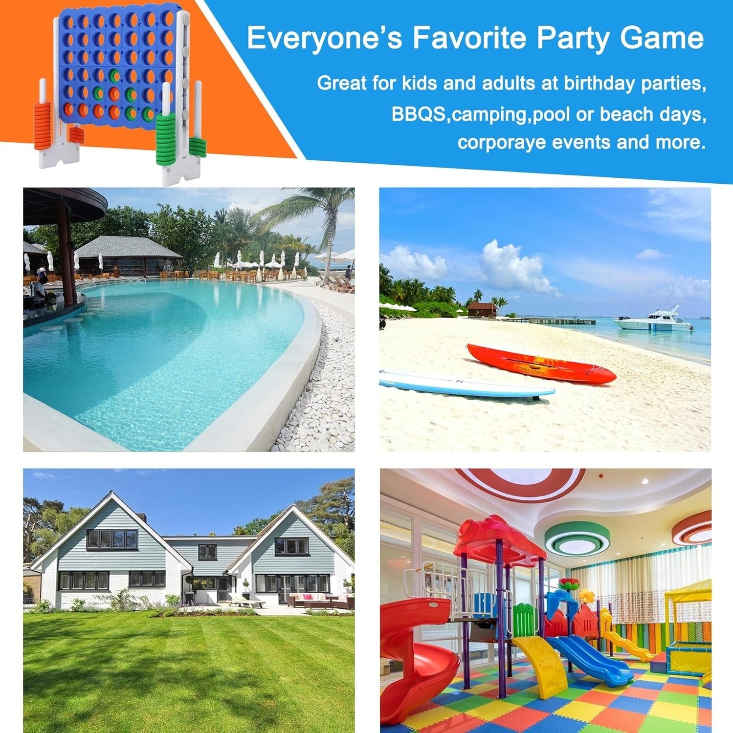 Jumbo 4 Connect in a Row Game - Adjustable for Kids & Adults, Ideal for Outdoors