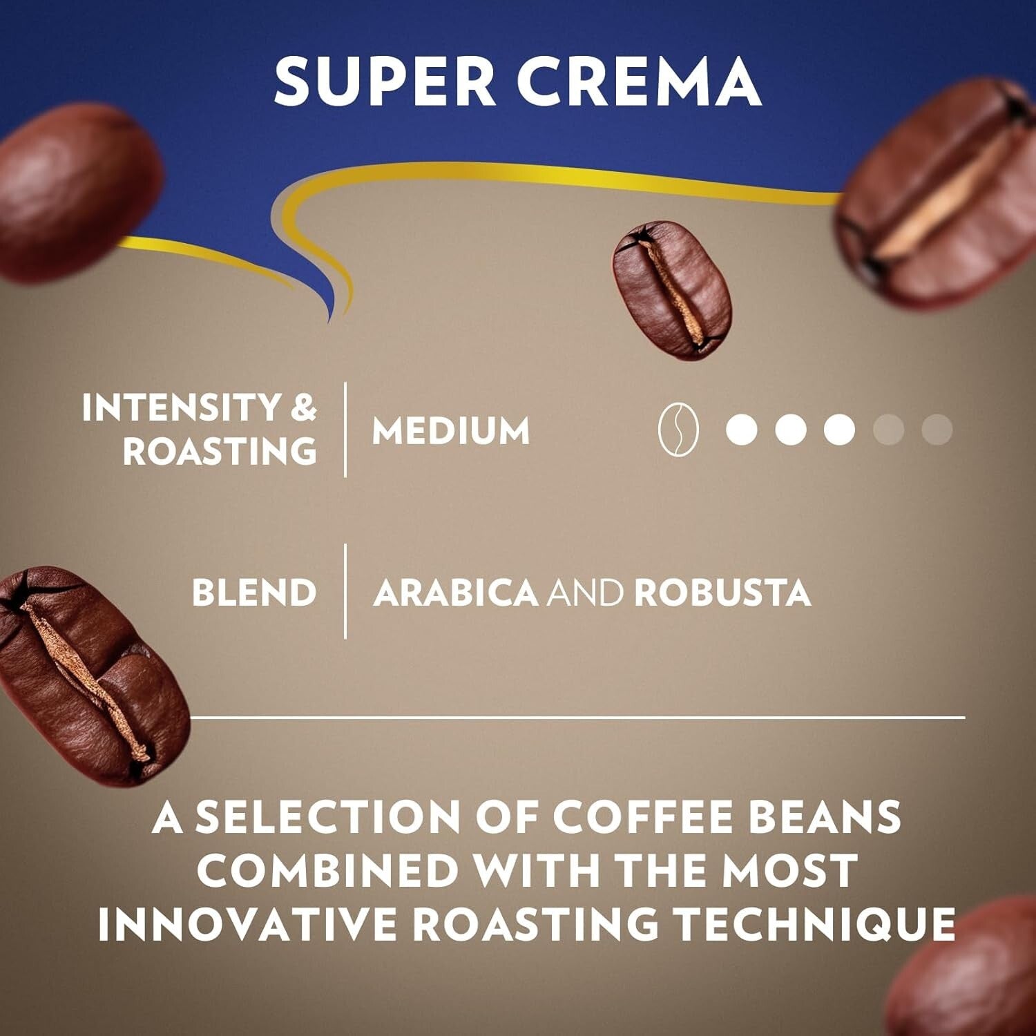 Premium Super Crema Espresso Coffee - 2.2 lb Arabica-Robusta Blend, Bold Flavor