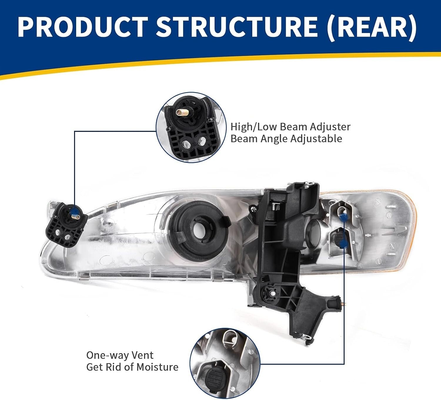 Direct Fit Headlights for 1998-2000 Corolla - Clear Polycarbonate Lens Included