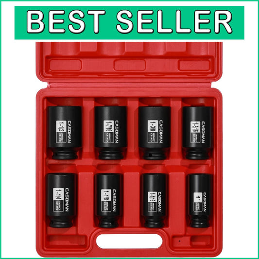 Durable 1/2-Inch Drive Deep Impact Socket Set - 8 Pieces with Storage Case
