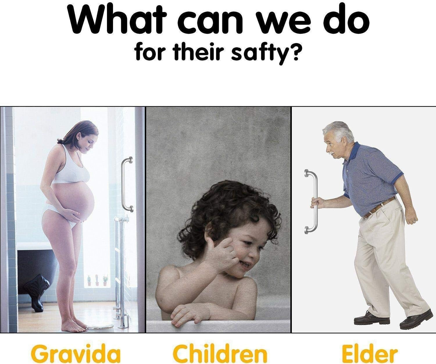 Dual 24-Inch Anti-Slip Grab Bars for Elderly & Handicap Support - Easy Install