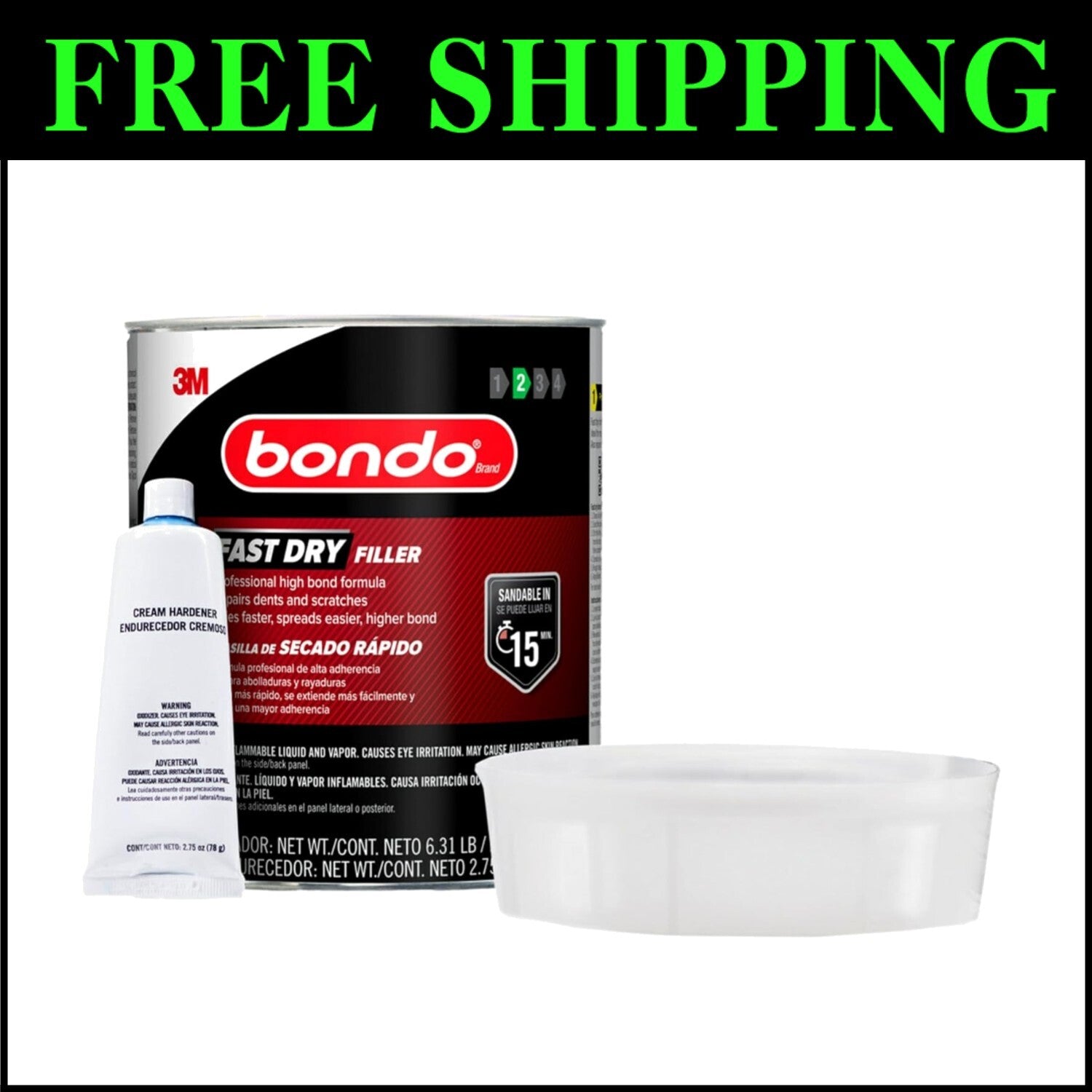 Compact Fast Dry Filler with Hardener for Efficient Repairs - Sandable in 15 Min